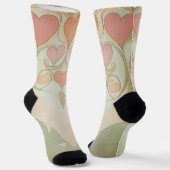 バレンタインのハート淡い色のの背景（ピンクと緑） ソックス (傾斜あり)