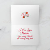 バレンタインのハート赤脚モダンミュージカルスタッフ カード (内部)