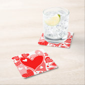バレンタインのハート スクエアペーパーコースター (インサイチュ)