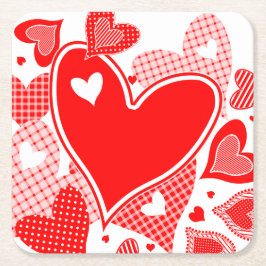 バレンタインのハート スクエアペーパーコースター