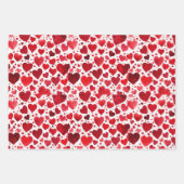 バレンタインのハートx 3枚 ラッピングペーパーシート (正面2)