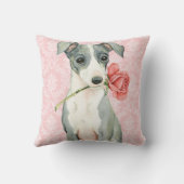 バレンタインのバラのイタリアン・グレーハウンド クッション (裏面)