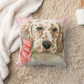 バレンタインのバラの英国セッター クッション (ブランケット)