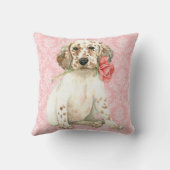 バレンタインのバラの英国セッター クッション (裏面)