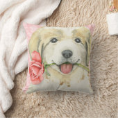 バレンタインのバラグレート・ピレニーズ クッション (ブランケット)