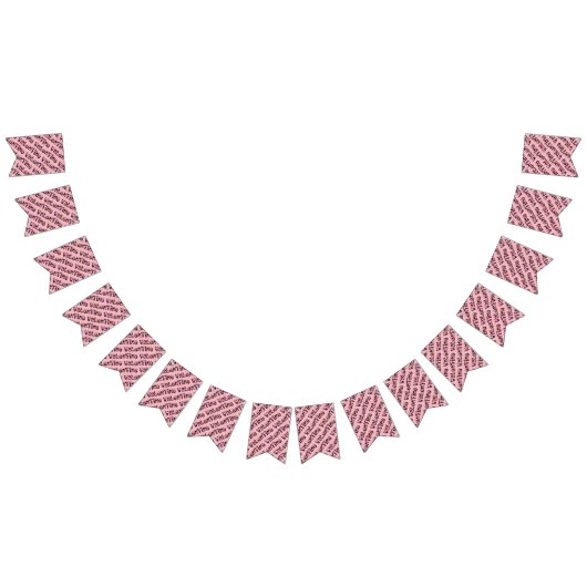 バレンタインのパーティーのかわいいハートのタイポグラフィのピンク バンティングフラッグ (全)