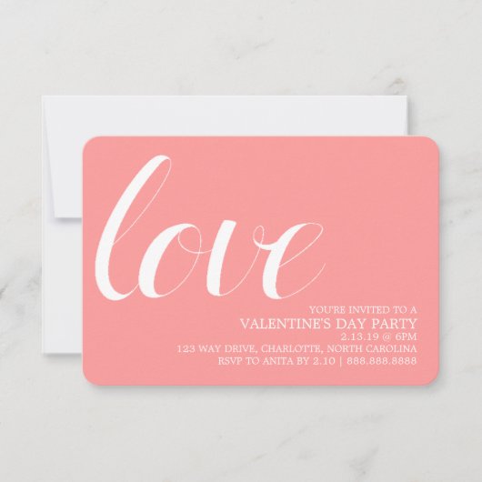 バレンタインのパーティーの招待|のモダンなペン愛 招待状 (正面)