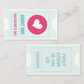 バレンタインのパーティーチケットとフリードリンクトークン 名刺 (正面/裏面)