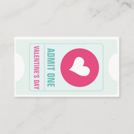 バレンタインのパーティーチケットとフリードリンクトークン 名刺 (正面)