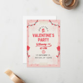 バレンタインのパーティー ノートカード (正面/裏面インサイチュ)