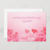 バレンタインのピンクと赤いハート ポストカード (正面/裏面)