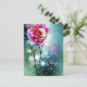 バレンタインのピンクのバラ ポストカード (スタンド正面)