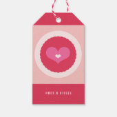 バレンタインのピンクの恋人によってスカラップで仕上げられる写真のギフトのラベル ギフトタグ (正面)