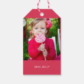 バレンタインのピンクの恋人によってスカラップで仕上げられる写真のギフトのラベル ギフトタグ (裏面)