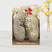 バレンタインのピーナッツと赤いハート カード (黄色い花)