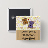 バレンタインのピーナッツバターおよびゼリー 缶バッジ (正面&裏面)