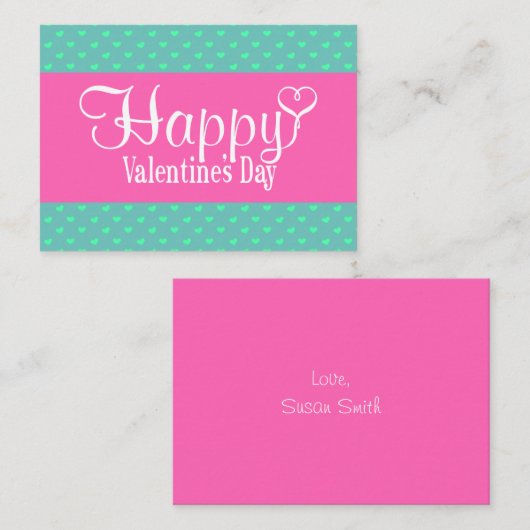 バレンタインのフラットノートカード（ピンク） ノートカード (正面/裏面)