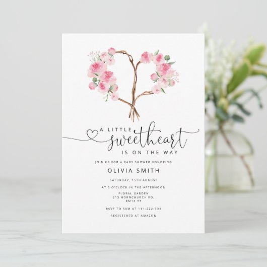 バレンタインのフローラハート牡丹の小さな恋人 招待状 (スタンド正面)