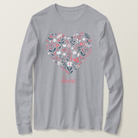 バレンタインのフローラハート Tシャツ (デザイン正面)