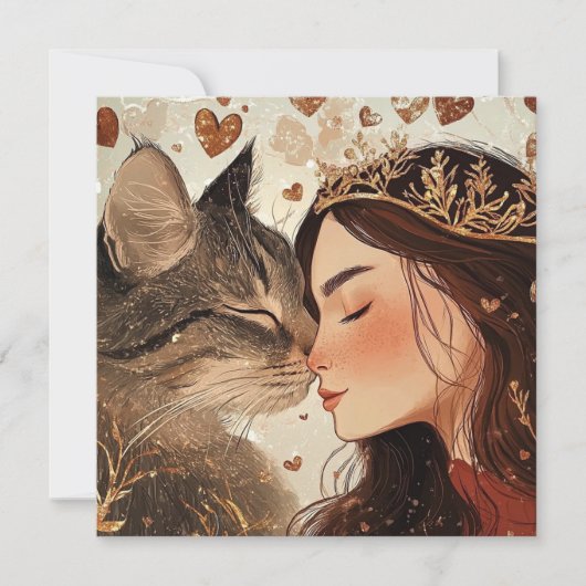 バレンタインのプリンセスと彼女の子猫 カード (正面)