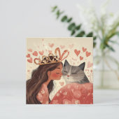 バレンタインのプリンセスと彼女の子猫 カード (スタンド正面)