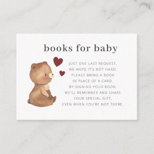 バレンタインのベアブックベビー エンクロージャーカード (正面)