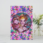 バレンタインのベネチアン仮装マスクピンク紙吹雪 便箋 (スタンド正面)