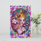 バレンタインのベネチアン仮装マスクピンク紙吹雪 便箋 (スタンド正面)