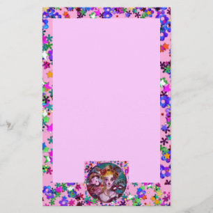 バレンタインのベネチアン仮装マスクピンク紙吹雪 便箋