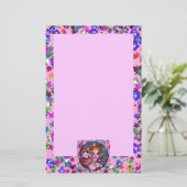 バレンタインのベネチアン仮装マスクピンク紙吹雪 便箋 (スタンド正面)