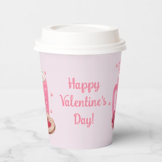 バレンタインのホットココア、スイーツとお菓子 紙コップ (左)