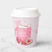 バレンタインのホットココア、スイーツとお菓子 紙コップ (正面)