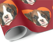 バレンタインのボクサー犬の包装紙 ラッピングペーパー (ロールコーナー)
