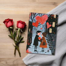 バレンタインのポストカード - 公園で散歩するカップル