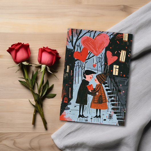 バレンタインのポストカード - 公園で散歩するカップル カード