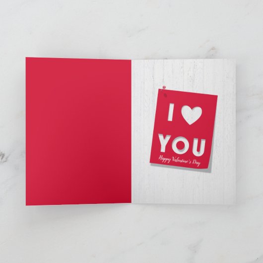 バレンタインのメモを赤い封筒に入れて木 カード (内部)