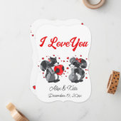 バレンタインのラッコのグリーティングカード ノートカード (正面/裏面インサイチュ)