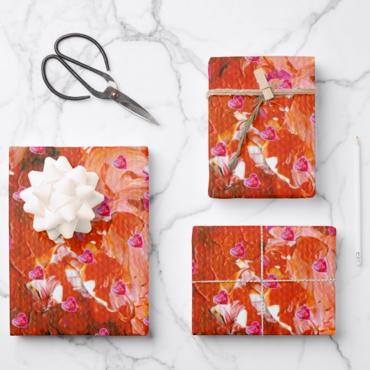 バレンタインのラッピング紙フラットシートセット3 ラッピングペーパーシート (正面)