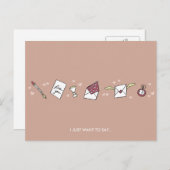 バレンタインのラブレター、ベージュのミニマル主義ロマンチック シーズンポストカード (正面/裏面)