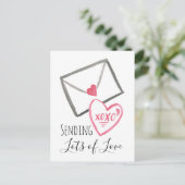 バレンタインのラブレターXoxoハートの送信 シーズンポストカード (スタンド正面)