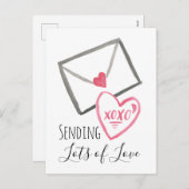 バレンタインのラブレターXoxoハートの送信 シーズンポストカード (正面/裏面)