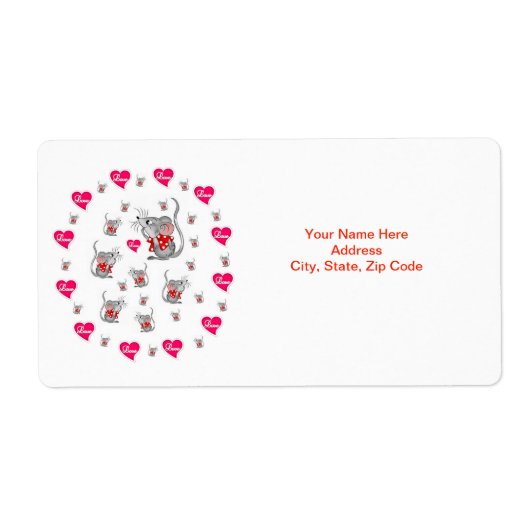 バレンタインのラベルネズミ ラベル (正面)