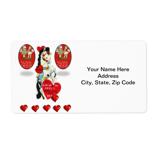 バレンタインのラベルヴィンテージ馬 ラベル (正面)