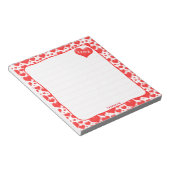 バレンタインのリスト |赤い浮動ハートパターン ノートパッド (アングル)