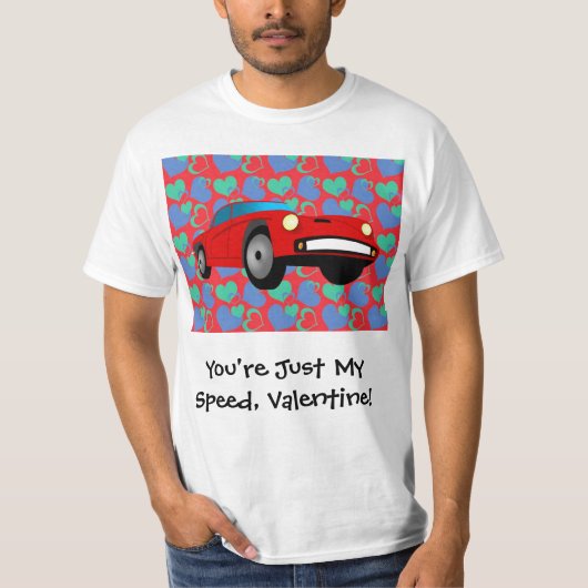 バレンタインのレースカー Tシャツ (正面)