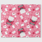 バレンタインのロマンスタイプライターのラブレターハート ラッピングペーパー (フラット)