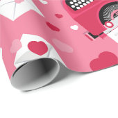 バレンタインのロマンスタイプライターのラブレターハート ラッピングペーパー (ロールコーナー)