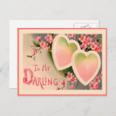 バレンタインのヴィンテージのハート シーズンポストカード (正面/裏面)