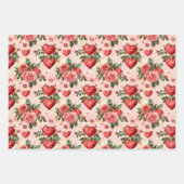 バレンタインのヴィンテージ切り離し熱 ラッピングペーパーシート (正面2)