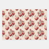 バレンタインのヴィンテージ切り離し熱 ラッピングペーパーシート (正面)